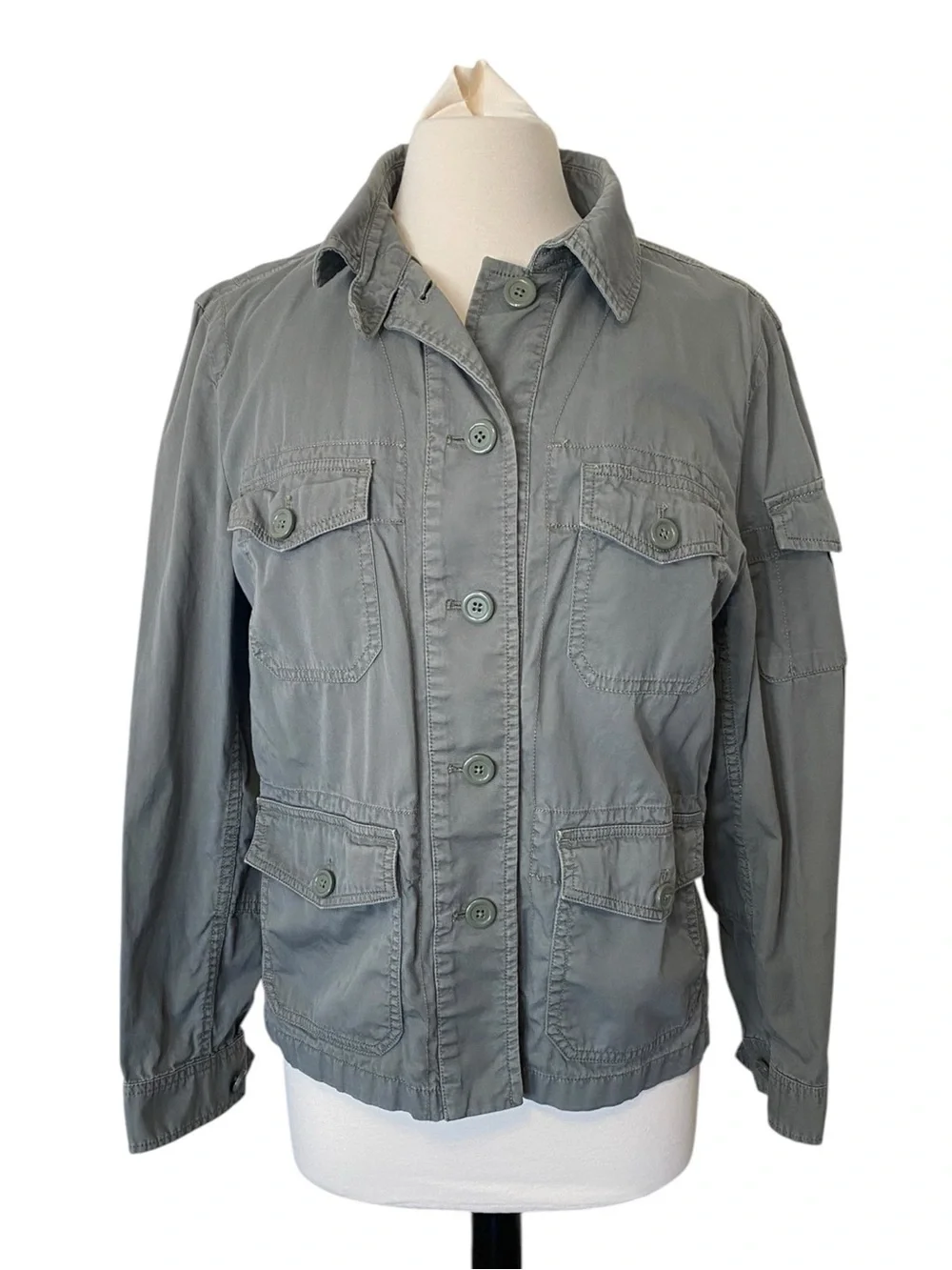 J. Crew Factory Olive Twill Chino Utility Field Jacket Women’s Medium